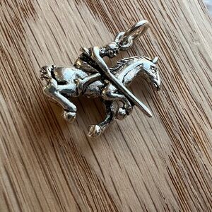 Horse & Rider Vintage Sterling Silver Charm NOS 925
